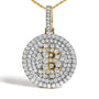 Collar con colgante de Bitcoin letra B con diamantes de 2 1/3 ct. p.t. en oro amarillo de 10K, foto 2