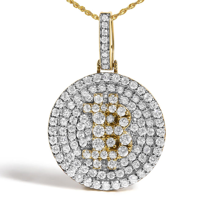 Collar con colgante de Bitcoin letra B con diamantes de 2 1/3 ct. p.t. en oro amarillo de 10K, foto 2