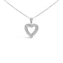 1 Ct. T.W. Baguette and Round Diamond Open Heart Pendant Necklace in Sterling Silver, photo 1