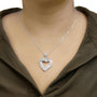 1 Ct. T.W. Baguette and Round Diamond Open Heart Pendant Necklace in Sterling Silver, photo 3