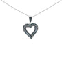 1 Ct. T.W. Baguette and Round Treated Blue Diamond Open Heart Pendant Necklace in Sterling Silver, photo 1