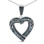 1 Ct. T.W. Baguette and Round Treated Blue Diamond Open Heart Pendant Necklace in Sterling Silver, photo 2