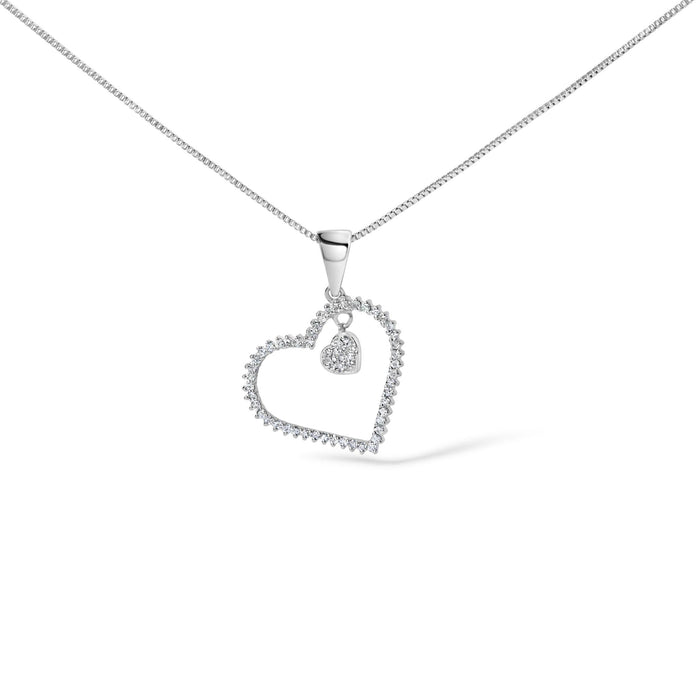 Collar con colgante de corazón con diamantes de 1/3 ct. p.t. en plata de ley, foto 1