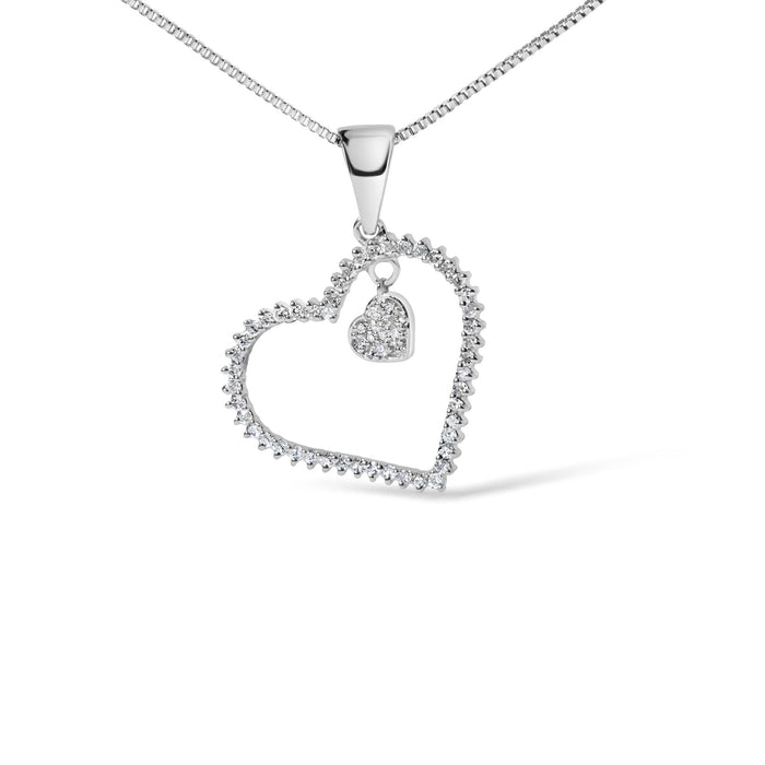 Collar con colgante de corazón con diamantes de 1/3 ct. p.t. en plata de ley, foto 2