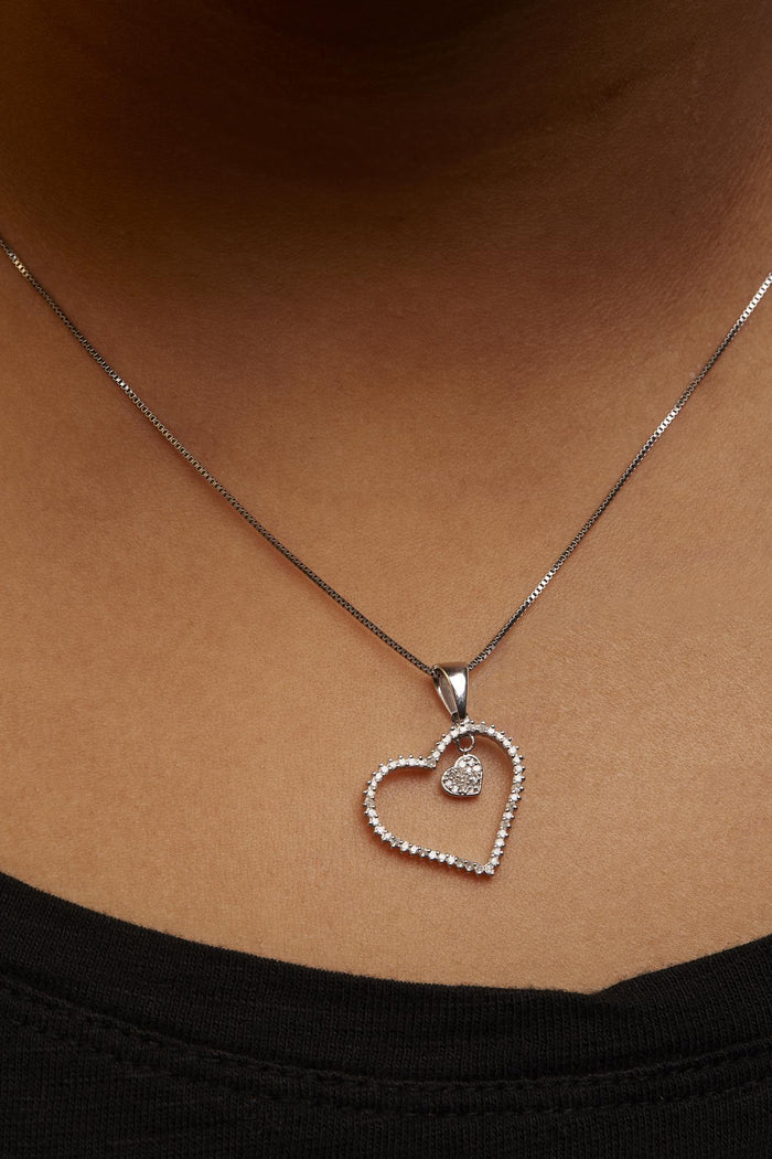 Collar con colgante de corazón con diamantes de 1/3 ct. p.t. en plata de ley, foto 3