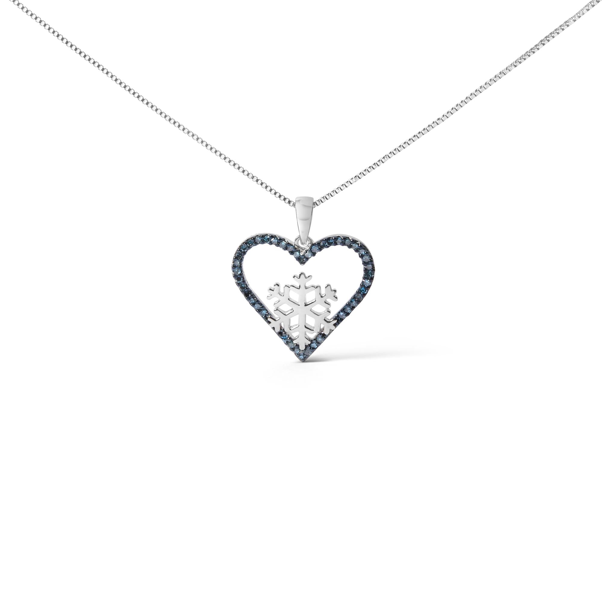 Collar con colgante de corazón con diamantes azules tratados de 1/10 ct. p.t. en plata de ley, foto 1