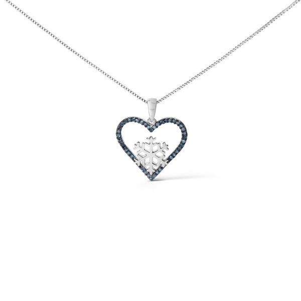 1/10 Ct. T.W. Blue Treated Diamond Heart Pendant Necklace in Sterling Silver, photo 1