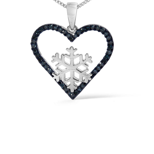 1/10 Ct. T.W. Blue Treated Diamond Heart Pendant Necklace in Sterling Silver, photo 2