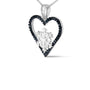 Collar con colgante de corazón con diamantes azules tratados de 1/10 ct. p.t. en plata de ley, foto 4