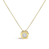 1 3/8 Ct. T.W. Bezel-Set Round Champagne Diamond Solitaire Pendant Necklace in 14K Yellow Gold