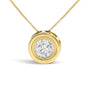 Collar con colgante solitario de bisel con diamante champán redondo de 1 3/8 ct. p.t. en oro amarillo de 14K, foto 2