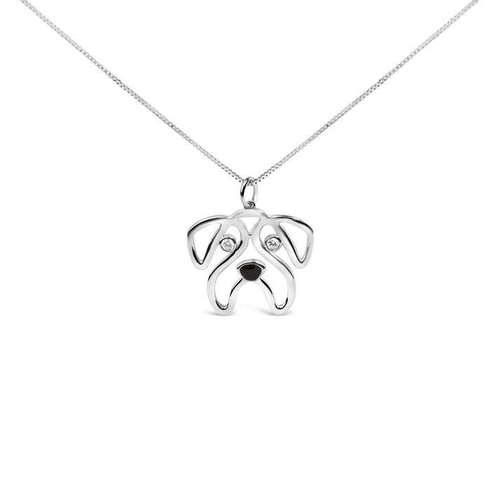 Collar con colgante de perro pug con detalle de diamante en plata de ley, foto 2