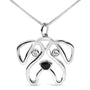 Collar con colgante de perro pug con detalle de diamante en plata de ley, foto 1