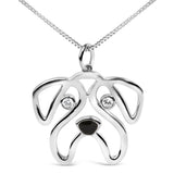 Collar con colgante de perro pug con detalle de diamante en plata de ley, color I-J, claridad I2-I3, 18 pulg.