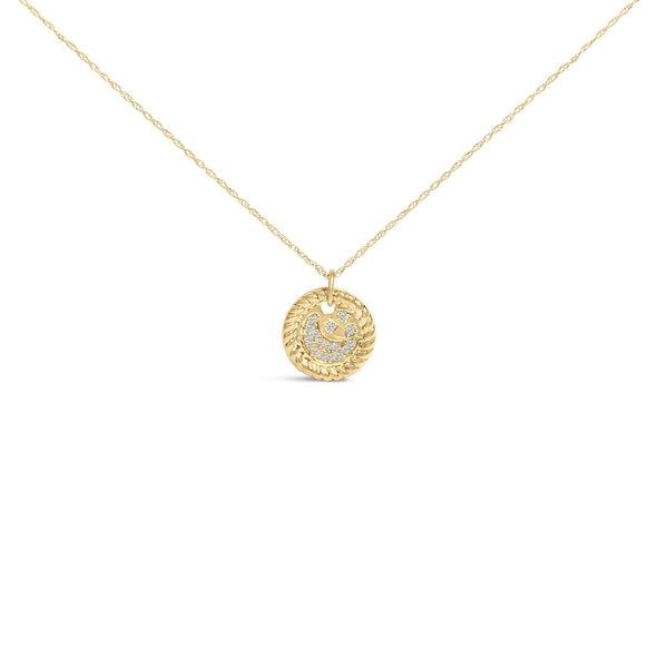 Diamond Accent Crescent Moon Pendant Necklace in 10K Yellow Gold, photo 1