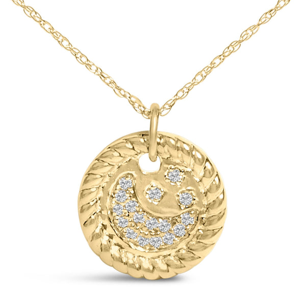 Diamond Accent Crescent Moon Pendant Necklace in 10K Yellow Gold, photo 2