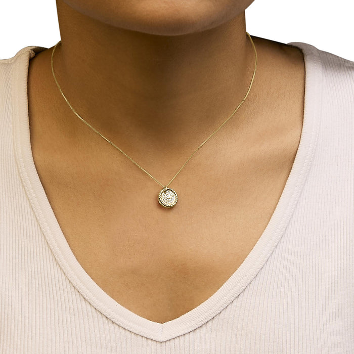 Diamond Accent Crescent Moon Pendant Necklace in 10K Yellow Gold, photo 3