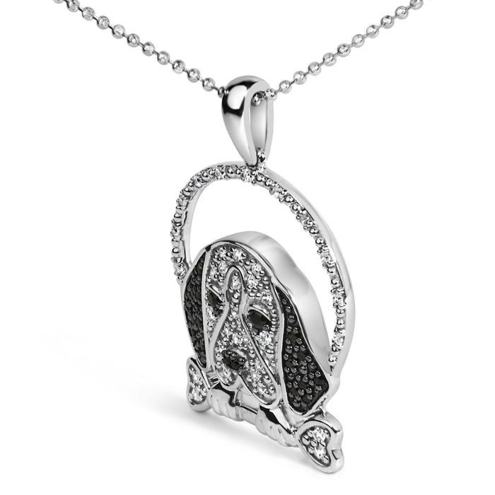 Collar con colgante de perro beagle y hueso con diamantes negros tratados y blancos de 1/4 ct. p.t. en plata de ley, foto 4