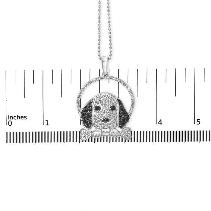 Collar con colgante de perro beagle y hueso con diamantes negros tratados y blancos de 1/4 ct. p.t. en plata de ley, foto 6