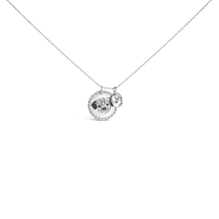 1/4 Ct. T.W. White and Treated Black Diamond Pitbull Dog Medallion and Charm Pendant Necklace in Sterling Silver, photo 2