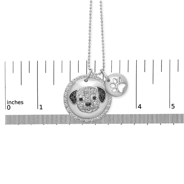 1/4 Ct. T.W. White and Treated Black Diamond Pitbull Dog Medallion and Charm Pendant Necklace in Sterling Silver, photo 6