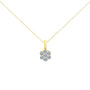 Collar con colgante de racimo floral con 7 diamantes redondos talla brillante de 1 ct. p.t. en oro amarillo de 14K, foto 1