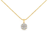 Collar con colgante de racimo de flor de 7 piedras con diamantes talla brillante de 2 ct. p.t. en oro amarillo de 14K