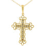 Collar con cruz de filigrana y diamantes champán de 1/4 ct. p.t. en plata de ley con baño flash de oro amarillo de 10K, foto 1