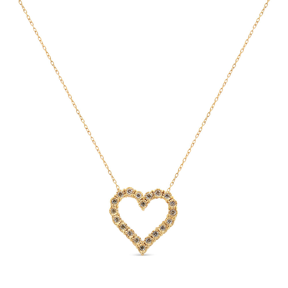 Collar de corazón con diamantes champán de 1/2 ct. p.t. en plata de ley con baño flash de oro amarillo de 10K, foto 1