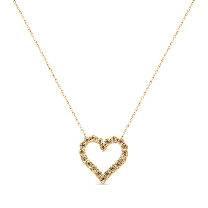Collar de corazón con diamantes champán de 1/2 ct. p.t. en plata de ley con baño flash de oro amarillo de 10K, foto 1