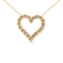 Collar de corazón con diamantes champán de 1/2 ct. p.t. en plata de ley con baño flash de oro amarillo de 10K, foto 2