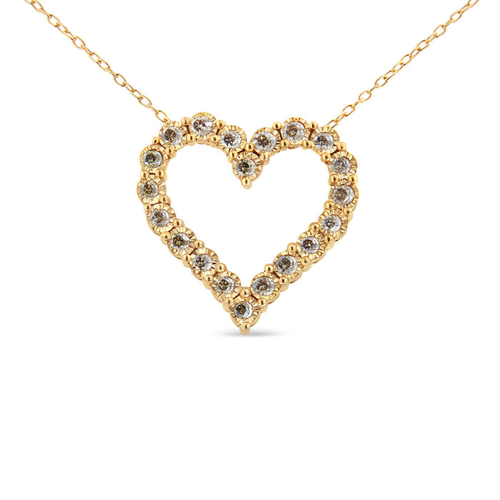 Collar de corazón con diamantes champán de 1/2 ct. p.t. en plata de ley con baño flash de oro amarillo de 10K, foto 2