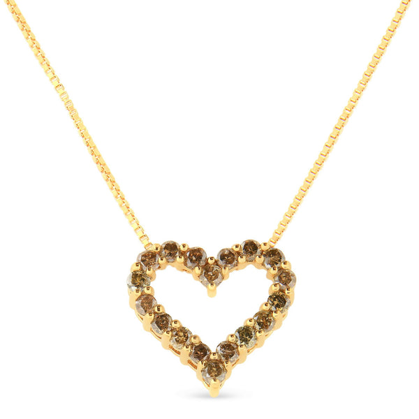 1 Ct. T.W. Champagne Diamond Heart Pendant Necklace in 14K Yellow Gold-Plated Sterling Silver, photo 2