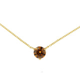 Collar con colgante solitario con diamante amarillo cultivado en laboratorio de 1/2 ct. p.t. en oro amarillo de 14K