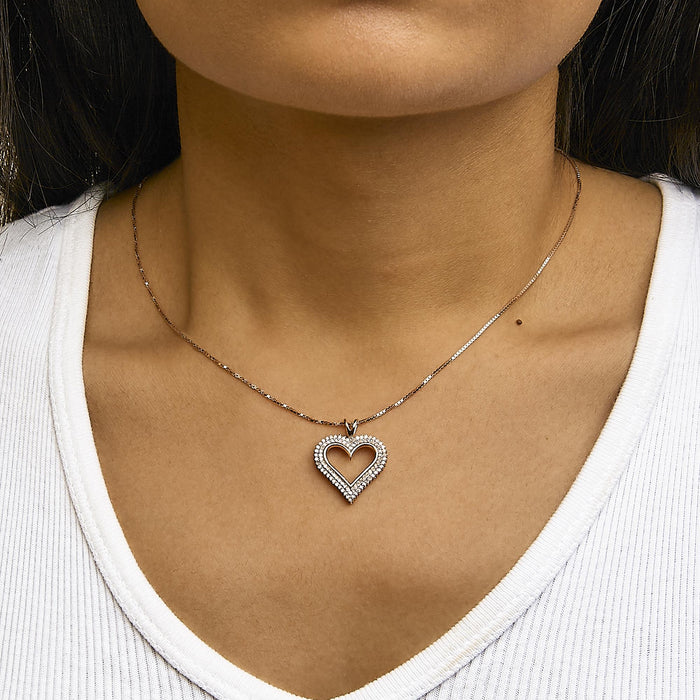 Diamond Heart Pendant Necklace in Sterling Silver, photo 31