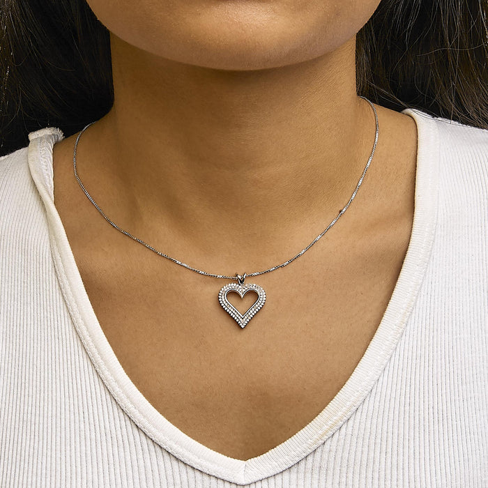 Diamond Heart Pendant Necklace in Sterling Silver, photo 33