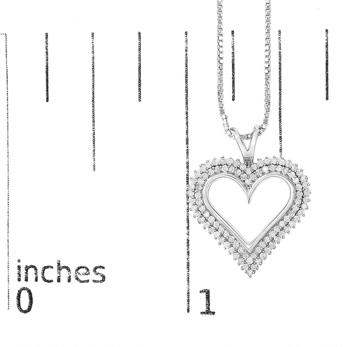Diamond Heart Pendant Necklace in Sterling Silver