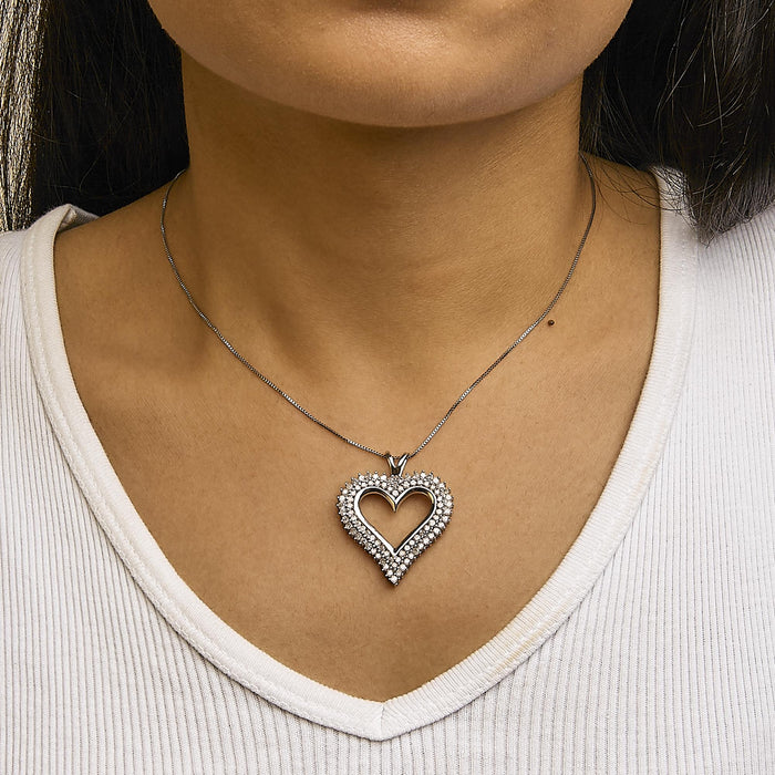 Diamond Heart Pendant Necklace in Sterling Silver, photo 30