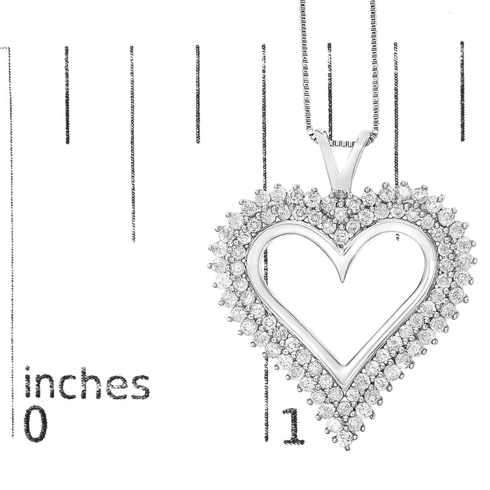 Diamond Heart Pendant Necklace in Sterling Silver