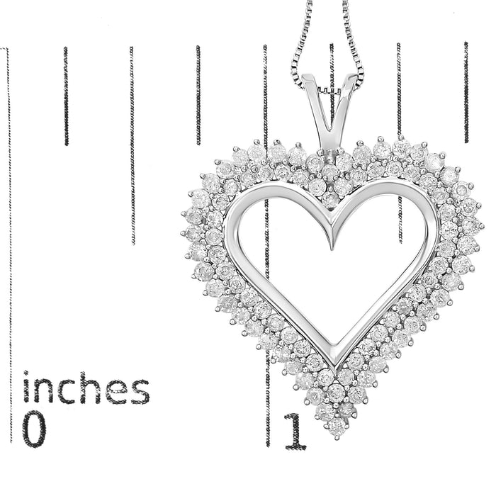 Diamond Heart Pendant Necklace in Sterling Silver