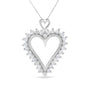 Collar con colgante de corazón calado delineado con diamantes redondos de 1 3/4 ct. p.t. en plata de ley, foto 1
