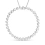3/4 Ct. T.W. Round Diamond Spiral Curved Circle Pendant Necklace in Sterling Silver, photo 1