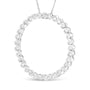 3/4 Ct. T.W. Round Diamond Spiral Curved Circle Pendant Necklace in Sterling Silver, photo 2