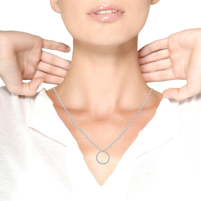 3/4 Ct. T.W. Round Diamond Spiral Curved Circle Pendant Necklace in Sterling Silver, photo 3