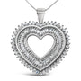 1 Ct. T.W. Baguette and Round Diamond Heart Pendant Necklace in Sterling Silver, photo 1