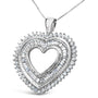 1 Ct. T.W. Baguette and Round Diamond Heart Pendant Necklace in Sterling Silver, photo 2