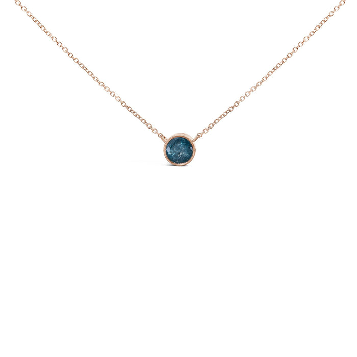 2 Ct. T.W. Bezel-Set Treated Blue Diamond Solitaire Pendant Necklace in 14K Rose Gold, photo 1