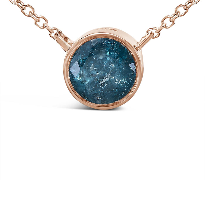 2 Ct. T.W. Bezel-Set Treated Blue Diamond Solitaire Pendant Necklace in 14K Rose Gold, photo 2