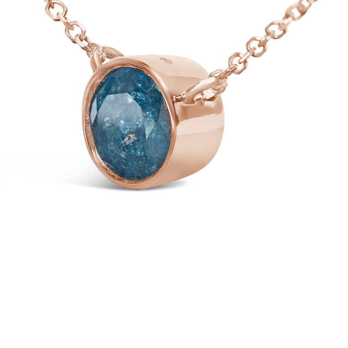 2 Ct. T.W. Bezel-Set Treated Blue Diamond Solitaire Pendant Necklace in 14K Rose Gold, photo 4