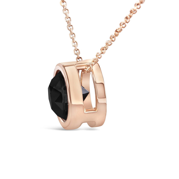 7 Ct. Treated Black Diamond Bezel-Set Round Solitaire Pendant Necklace in 14K Rose Gold, photo 11